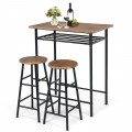 3 Pieces Bar Table Set with 2 Stools - Gallery View 13 of 20