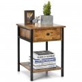 Industrial Nightstand with Drawer and Shelf for Living Room and Bedroom - Gallery View 10 of 11