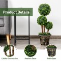 30 Inch Artificial Topiary Triple Ball Tree Indoor and Outdoor UV Protection - Gallery View 2 of 15