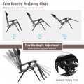 2 Pieces Folding Patio Rattan Zero Gravity Lounge Chair - Gallery View 5 of 36