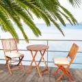 3 Pieces Patio Folding Wooden Bistro Set Cushioned Chair - Gallery View 7 of 35