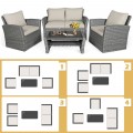 4 Pieces Patio Rattan Furniture Set Sofa Table with Storage Shelf Cushion - Gallery View 57 of 67