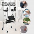 Folding Auxiliary Walker Rollator with Flip-Up Brakes and Seat Bag