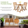 3 Pieces Patio Folding Wooden Bistro Set Cushioned Chair - Gallery View 2 of 35