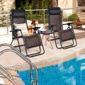 2 Pieces Folding Patio Rattan Zero Gravity Lounge Chair - Gallery View 19 of 36
