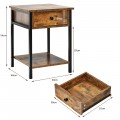 Industrial Nightstand with Drawer and Shelf for Living Room and Bedroom - Gallery View 4 of 11
