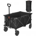 Outdoor Folding Wagon Cart with Adjustable Handle and Universal Wheels - Gallery View 7 of 45