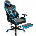Massage Gaming Chair with Footrest Lumbar Support and Headrest - Gallery View 9 of 24