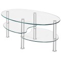 Tempered Glass Oval Side Coffee Table - Gallery View 14 of 22