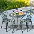 Outdoor Cast Aluminum Patio Furniture Set with Rose Design - Gallery View 12 of 19
