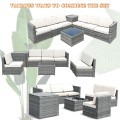 8 Piece Wicker Sofa Rattan Dining Set Patio Furniture with Storage Table - Gallery View 15 of 65
