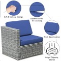 8 Piece Wicker Sofa Rattan Dining Set Patio Furniture with Storage Table - Gallery View 58 of 65