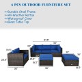 6 Pieces Patio Rattan Furniture Set with Sectional Cushion - Gallery View 16 of 62