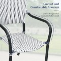 Set of 4 Patio Rattan Stackable Dining Chair with  Armrest for Garden