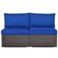2 Pieces Patio Rattan Armless Sofa Set with 2 Cushions and 2 Pillows - Gallery View 43 of 58