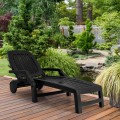 Adjustable Patio Sun Lounger with Weather Resistant Wheels - Gallery View 18 of 57