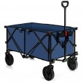 Outdoor Folding Wagon Cart with Adjustable Handle and Universal Wheels - Gallery View 32 of 45
