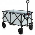 Outdoor Folding Wagon Cart with Adjustable Handle and Universal Wheels - Gallery View 22 of 45