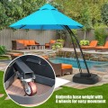 11 Feet Outdoor Cantilever Hanging Umbrella with Base and Wheels