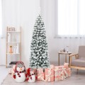 6 Feet Unlit Hinged Snow Flocked Artificial Pencil Christmas Tree with 500 Branch Tip - Gallery View 9 of 10