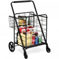 Heavy Duty Folding Utility Shopping Double Cart - Gallery View 7 of 18