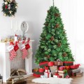 6 Feet Unlit Hinged PVC Artificial Christmas Pine Tree with Red Berries - Gallery View 1 of 10