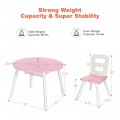Wood Activity Kids Table and Chair Set with Center Mesh Storage - Gallery View 28 of 57