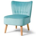 Modern Armless Velvet Accent Chair with Button Tufted and Wood Legs - Gallery View 19 of 36