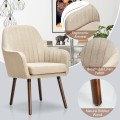 Set of 2 Fabric Upholstered Accent Chairs with Wooden Legs