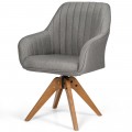 Fabric Swivel Accent Chair with Beech Wood Legs - Gallery View 12 of 12