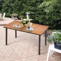 55 Inch Patio Rattan Dining Table with Umbrella Hole - Gallery View 8 of 12