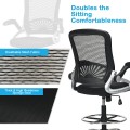 Adjustable Height Flip-Up Mesh Drafting Chair with Lumbar Support - Gallery View 11 of 12