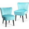 Set of 2 Upholstered Modern Leisure Club Chairs with Solid Wood Legs - Gallery View 28 of 36