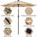 9 Feet Solar LED Market Umbrella with Aluminum Crank Tilt 16 Strip Lights - Gallery View 53 of 60