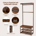 5-In-1 Bamboo Coat Rack Shoe Bench Entryway Hall Tree with Storage Box - Gallery View 11 of 12