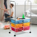 6 Drawer Rolling Storage Drawer Cart with Hanging Bar for Office School Home - Gallery View 22 of 48