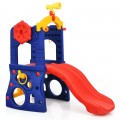 6-in-1 Freestanding Kids Slide with Basketball Hoop Play Climber