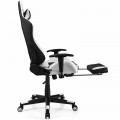 PU Leather Gaming Chair with USB Massage Lumbar Pillow and Footrest - Gallery View 29 of 44
