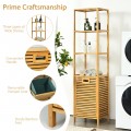 Bamboo Tower Hamper Organizer with 3-Tier Storage Shelves - Gallery View 11 of 11