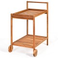 2-Tier Rolling Kitchen Island Serving Cart with Legs and Handle - Gallery View 3 of 11