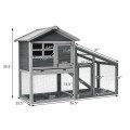 56.5 Inch Length Wooden Rabbit Hutch with Pull out Tray and Ramp - Gallery View 4 of 11