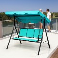 3 Person Patio Swing with Polyester Angle Adjustable Canopy and Steel Frame - Gallery View 30 of 35