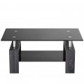 Rectangular Tempered Glass Coffee Table with Shelf - Gallery View 20 of 27