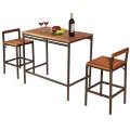 3 Pieces Patio Rattan Wicker Bar Dining Furniture Set - Gallery View 10 of 12