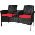 Patio Rattan Conversation Set with Seat and Sofa