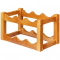 2-Tier Bar Kitchen 6-Bottle Wine Display Holder with Wooden Tabletop - Gallery View 4 of 11