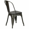 4 Pieces Tolix Style Metal Dining Chairs with Stackable Wood Seat - Gallery View 6 of 23