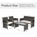 4 Pieces Patio Rattan Furniture Set with Glass Table and Loveseat - Gallery View 4 of 50