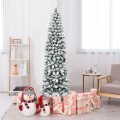 7.5 Feet Unlit Hinged Snow Flocked Artificial Pencil Christmas Tree with 641 Tips - Gallery View 8 of 9