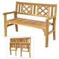 Patio Foldable Bench with Curved Backrest and Armrest - Gallery View 9 of 12